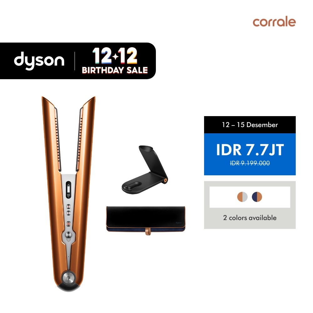 Dyson Corrale ™ Hair Straightener HS07 (Bright Copper/Bright Nickel) - Catokan Rambut Tanpa Kabel | 