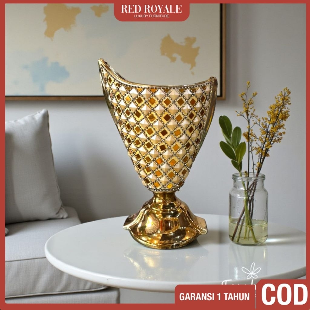 vas bunga keramik dekorasi hiasan ruang tamu