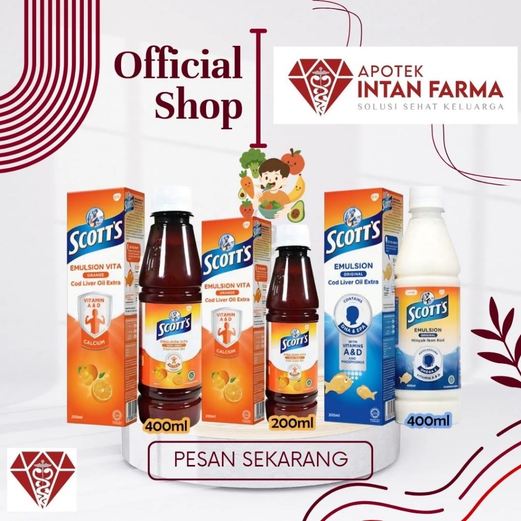 Scotts Emulsion suplemen minyak hati ikan cod DHA EPA untuk peekembangan otak anak