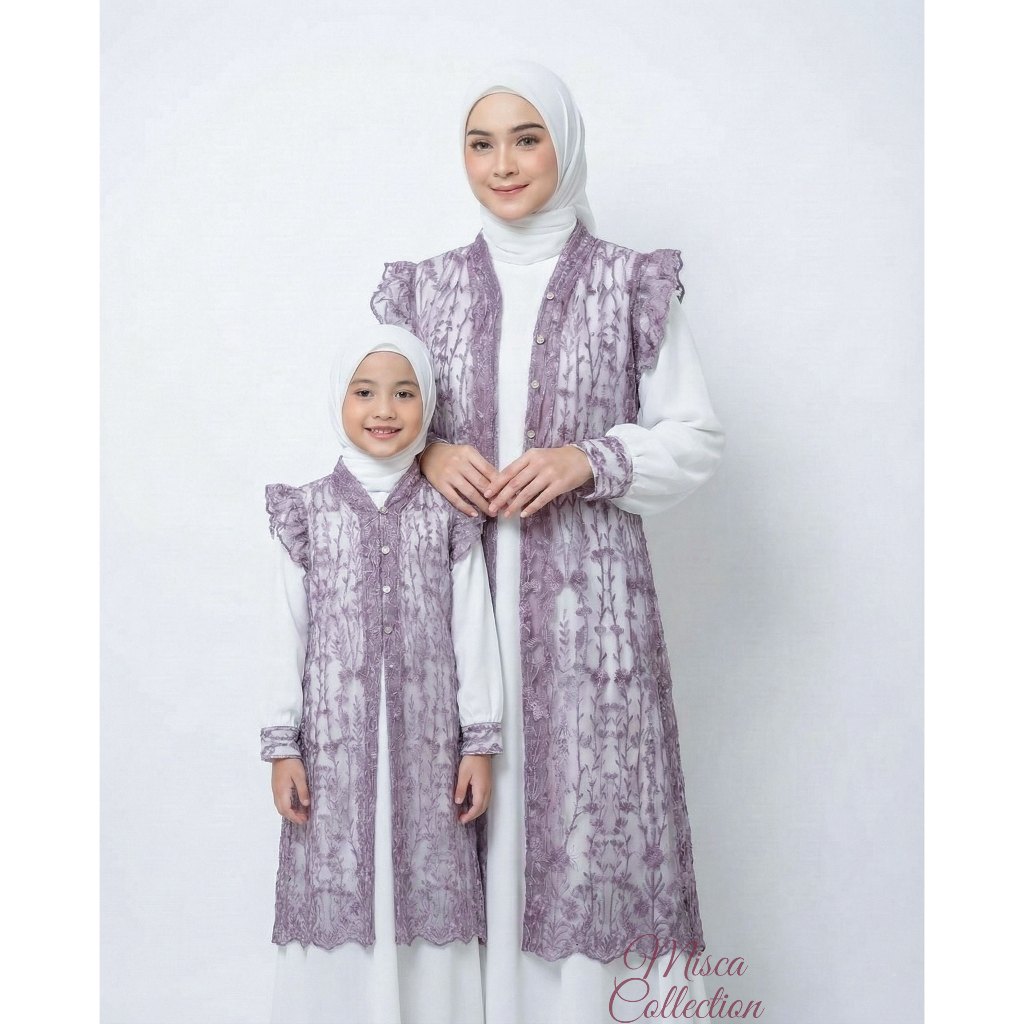 Gamis Syar'i Mewah Duo Material | Ceruty Babydoll Premium Mix Outer Brokat Eksklusif | Raya Dress Pe
