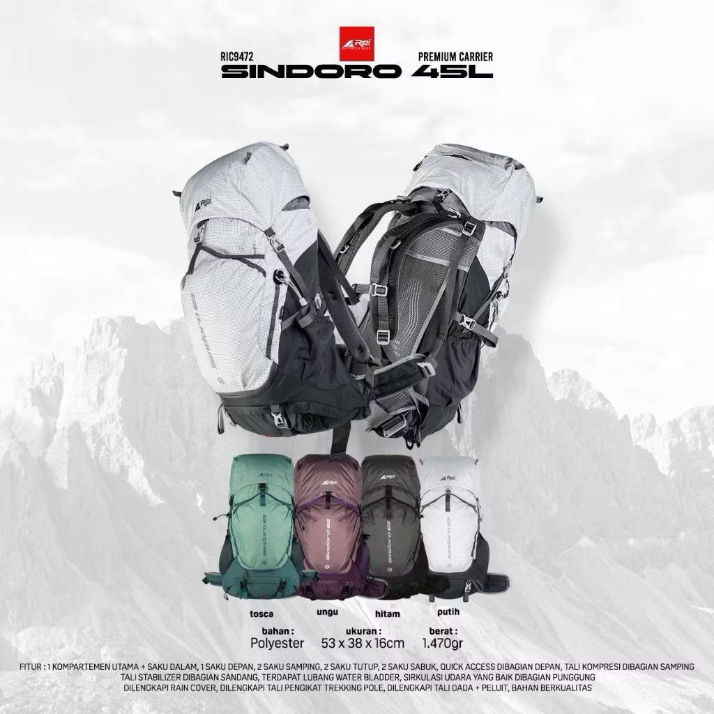Tas Gunung / Carrier Premium Sindoro 45 L Arei Outdoorgear