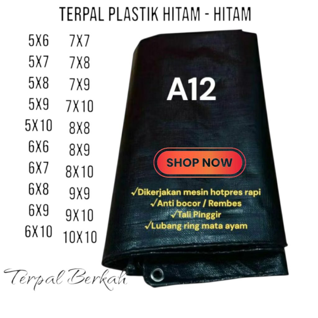 Terpal Plastik Hitam - Hitam A12 Berbagai Ukuran