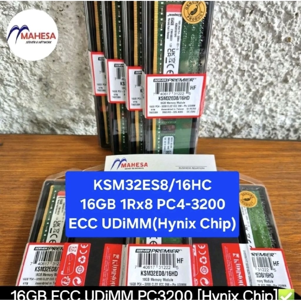 RAM ECC 16GB DDR4 PC3200 Kingston Memory Server ECC UDIMM Pc4-3200Mhz KSM32ED8/16HD RAM SERVER KSM32