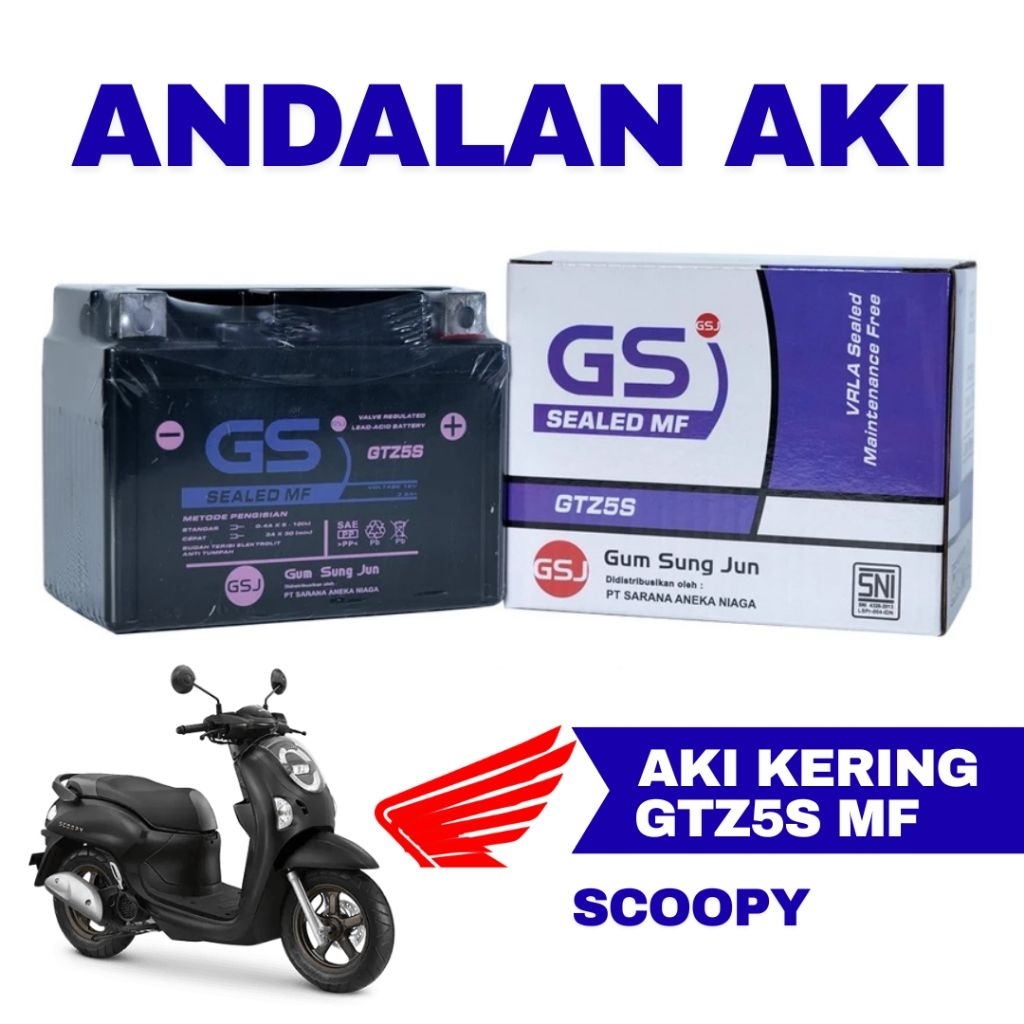 Aki Motor Honda Scoopy GTZ5S Aki Kering Accu Kering MF