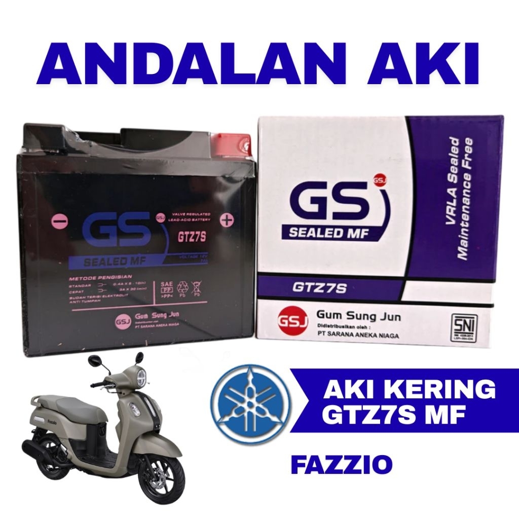 Aki Motor Yamaha Fazzio GTZ7S Aki Kering Accu Kering MF