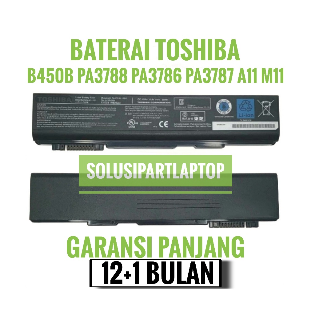 BATERAI TOSHIBA B450B PA3788 PA3786 PA3787 A11 M11 BLACK ORI
