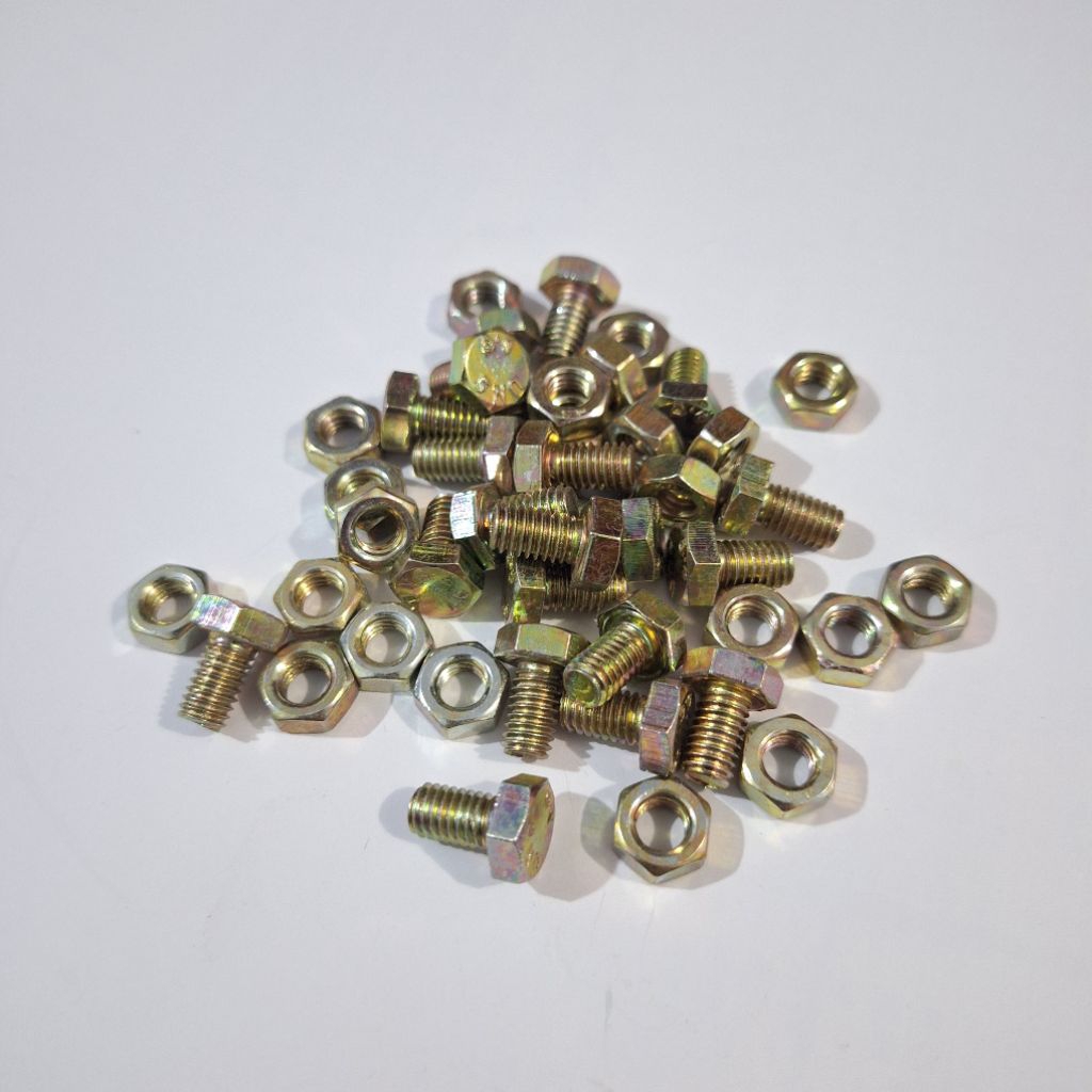 PAKET 100 BIJI BAUT 10 M6x10 BAUT 10 PANJANG 1CM + MUR