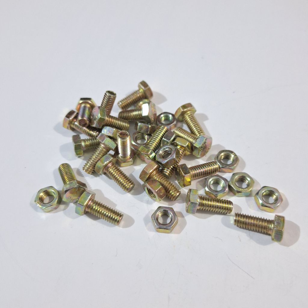 PAKET 100 BIJI BAUT 10 M6x15 BAUT 10 PANJANG 1,5CM PLUS MUR