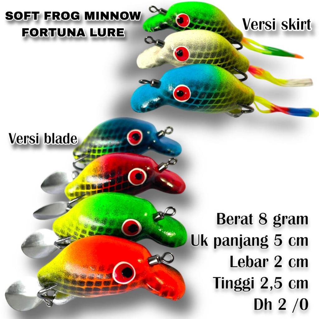 SOFT FROG MINNOW FORTUNA LURE BERAT 8GRAM|UMPAN PANCING GABUS DAN TOMAN