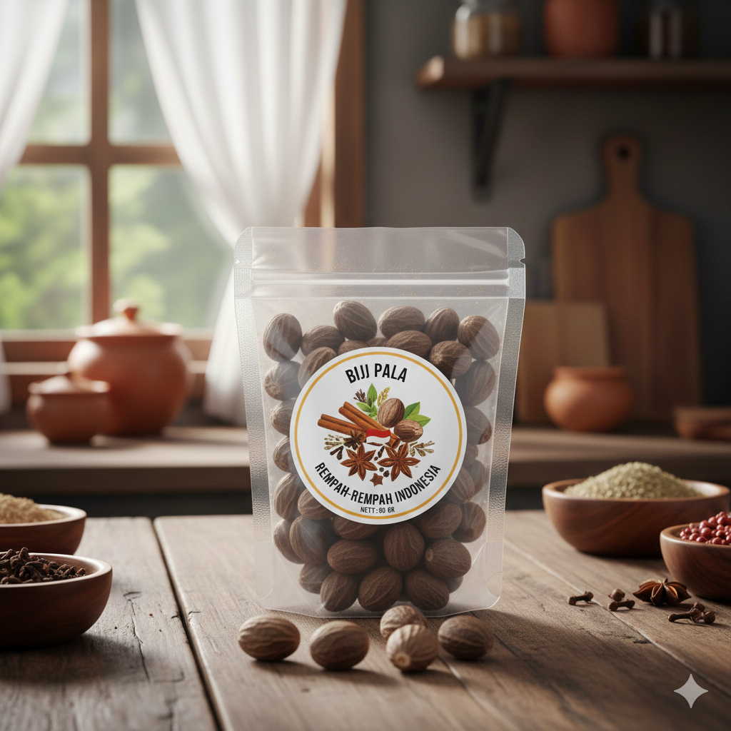 Biji pala utuh 50 gr / biji pala bulat / biji pala kupas / biji pala / nutmeg seed