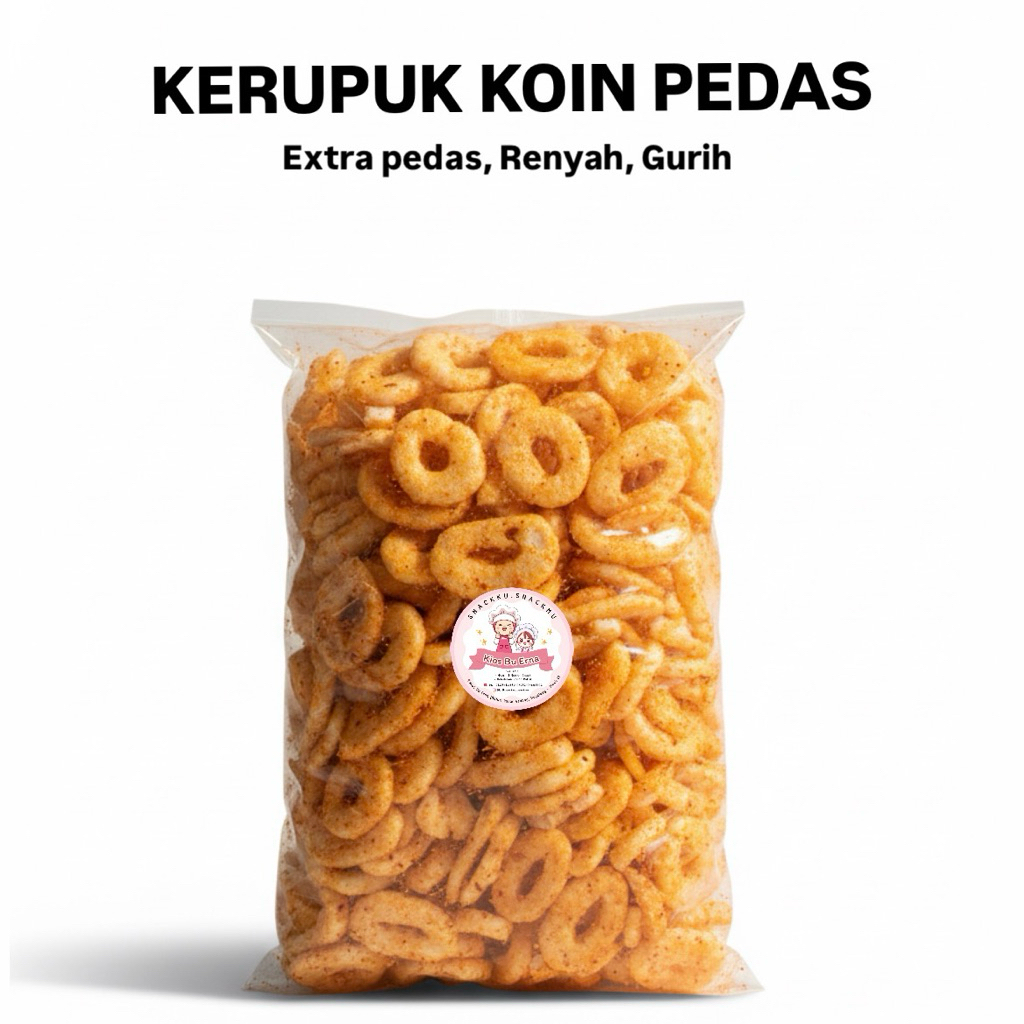Cemilan Kerupuk Koin Pedas / Ring Pedas (EXTRA PEDAS) - Snackku.Snackmu Kios Bu Erna
