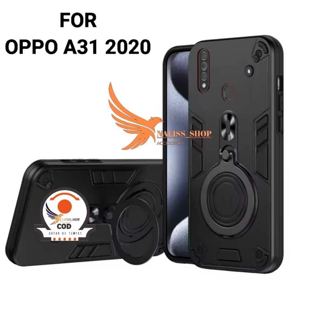 CASING HP UNTUK OPPO A31 2020 CASE ROBOT HIT EYE RING PROTEKSI CAMERA CASING STANDING NEW COVER