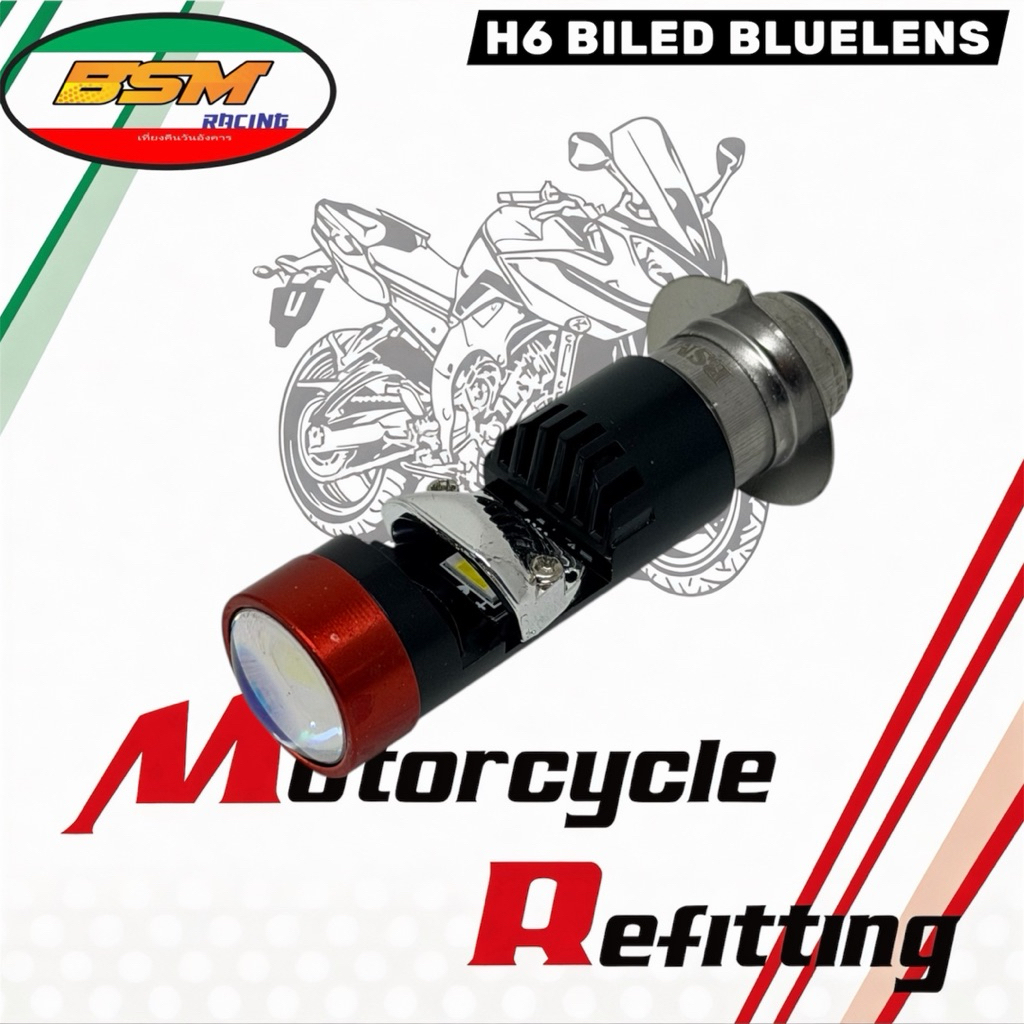 LANGSUNG KIRIM BSM Motoparts Lampu Depan LED Laser Lampu Utama Sepeda Motor Putih Kuning **