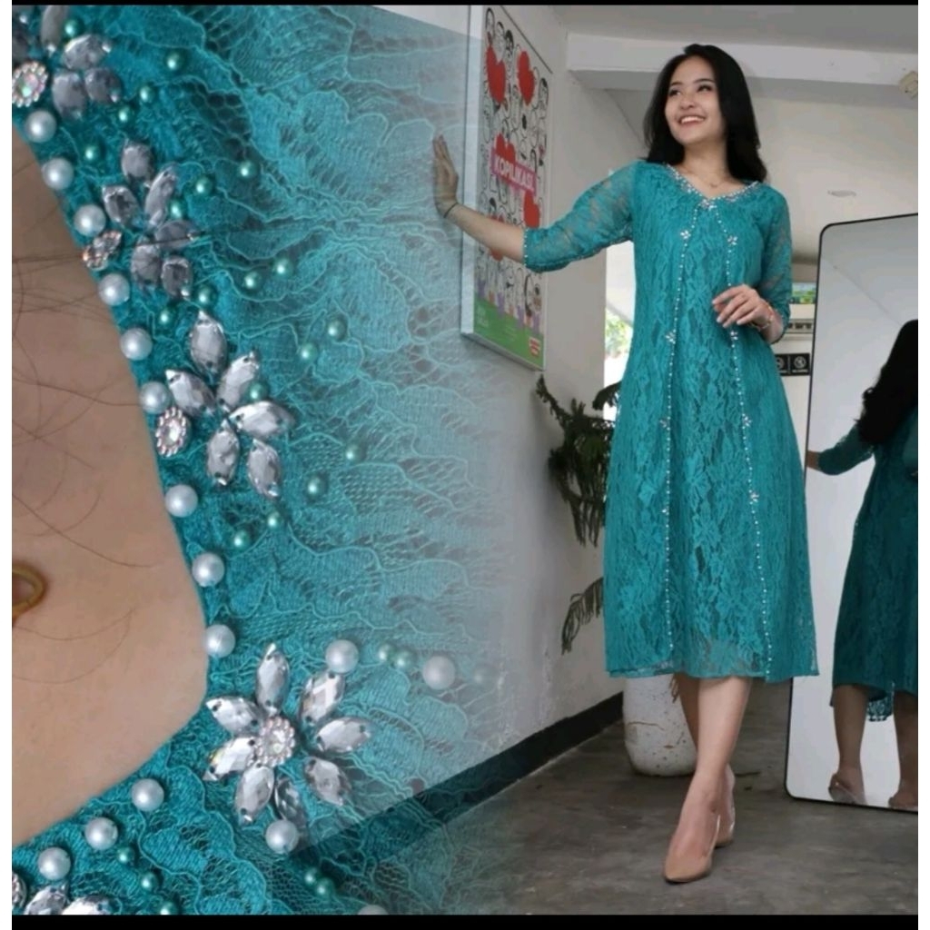 Terbaru Dress Gabriel Mix Payet / Dress Jumbo Ld 130 / Dress Natal / Dress Modern