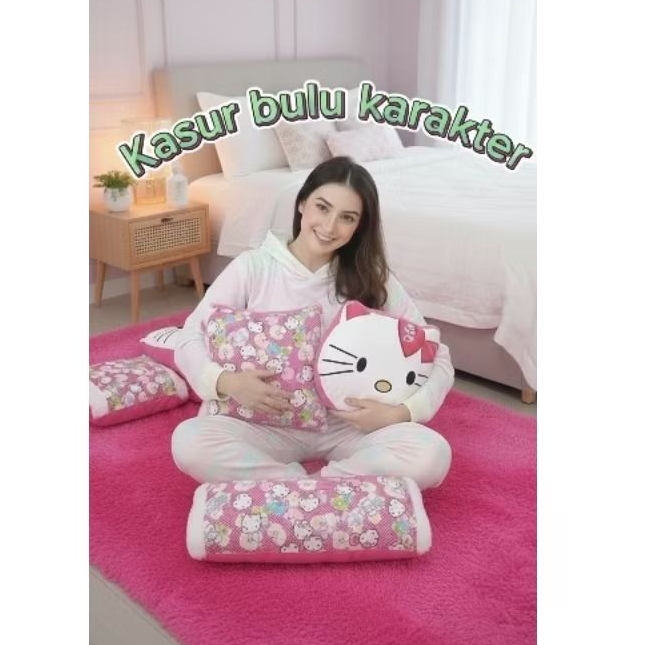Kasur Bulu Halus + free 3 Bantal | Kasur Lantai Bulu lembut Rasfur Karakter | Kasur Bulu Karakter An