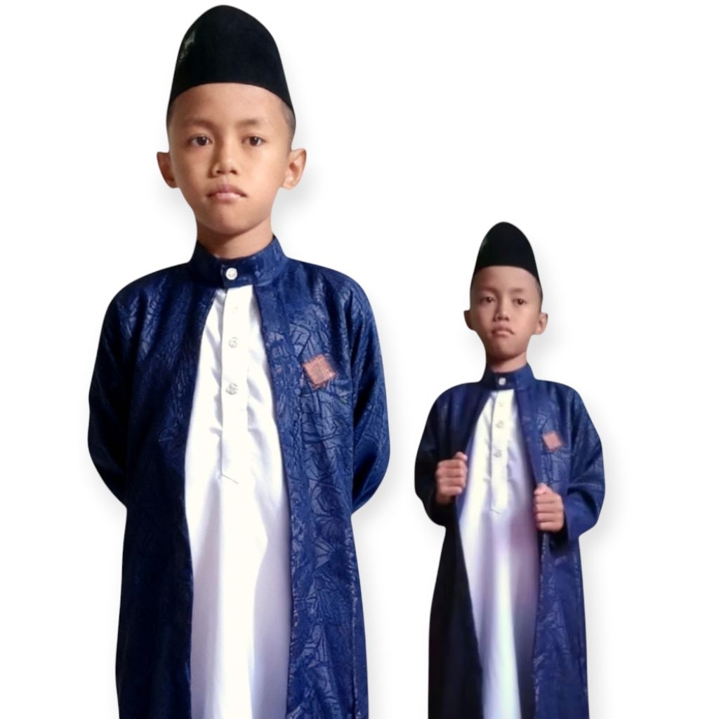 gamis anak Laki-laki jubah/gamis embos motif etnik tidak panas luar dalam 2in1