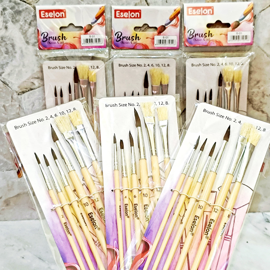SATU SET ( 6 PCS ) Kuas Cat Lukis Eselon B-01