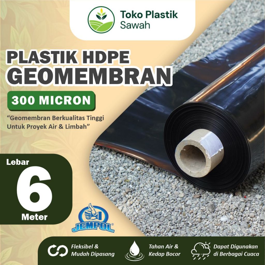 GEOMEMBRAN HDPE TEBAL 300 MICRON LEBAR 6 METER