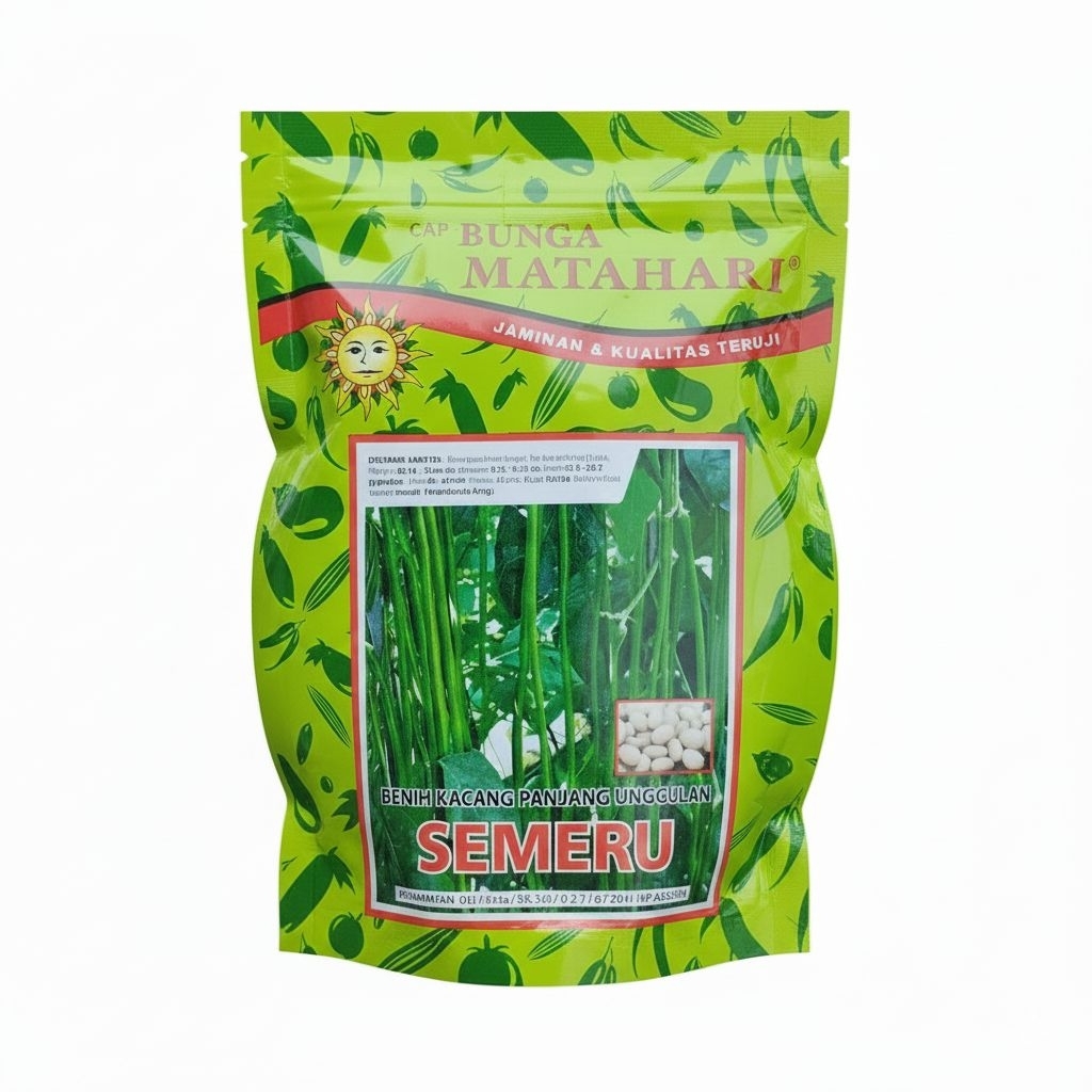 Benih Kacang Panjang SEMERU 500 Gram Biji Merah Ujung Putih Bibit Cap Bunga Matahari Seed