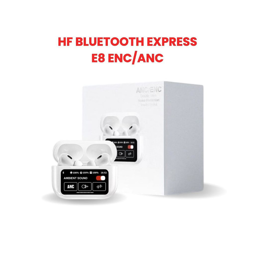 Earphone BT TWS EXP-E8 With Mikrofon ENC ANC / Headset HF Bluetooth Express-E8 Double Dark Noise Red