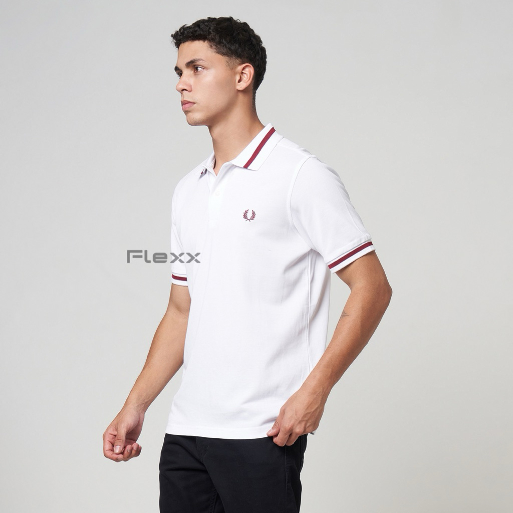 Fred Perry Bold Tipped Polo Shirt White Red