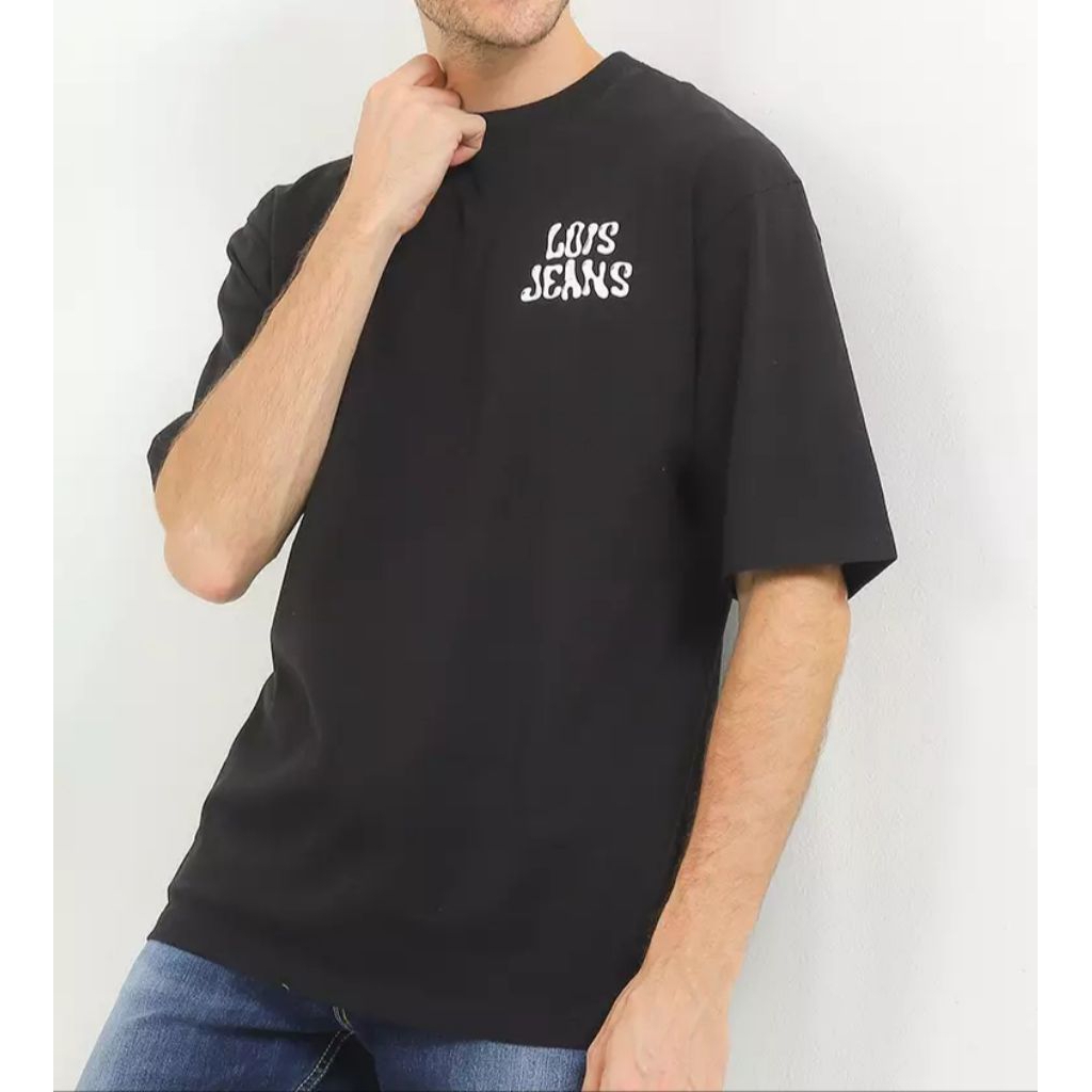 Cotton T-shirt KSLO2394 KAOS LOIS ORIGINAL PRIA OVERSIZE HITAM