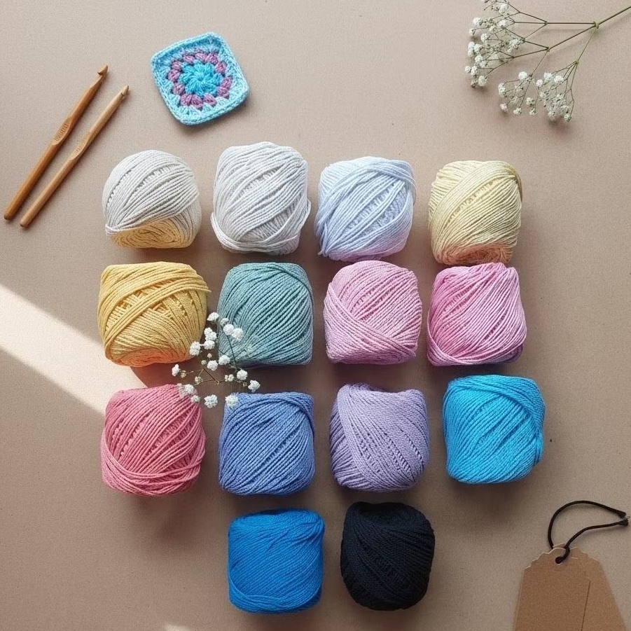 Benang Katun Rajut ukuran 1.5mm / 3ply | Benang Rajut Tas Dream Catcher