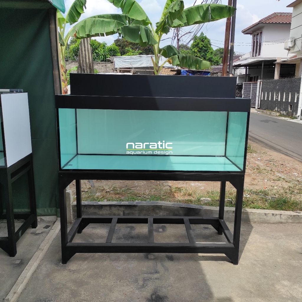 Aquarium 150x60x60 10mm & rak holo 4x6 set top filter kaca