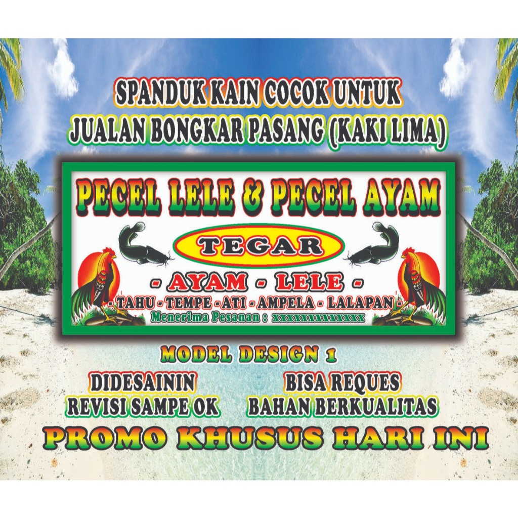 Spanduk Kain Pecel Lele / Spanduk Kain Nasi Goreng /Spanduk Kain Sate Madura/Spanduk Kain Nasi Bebek