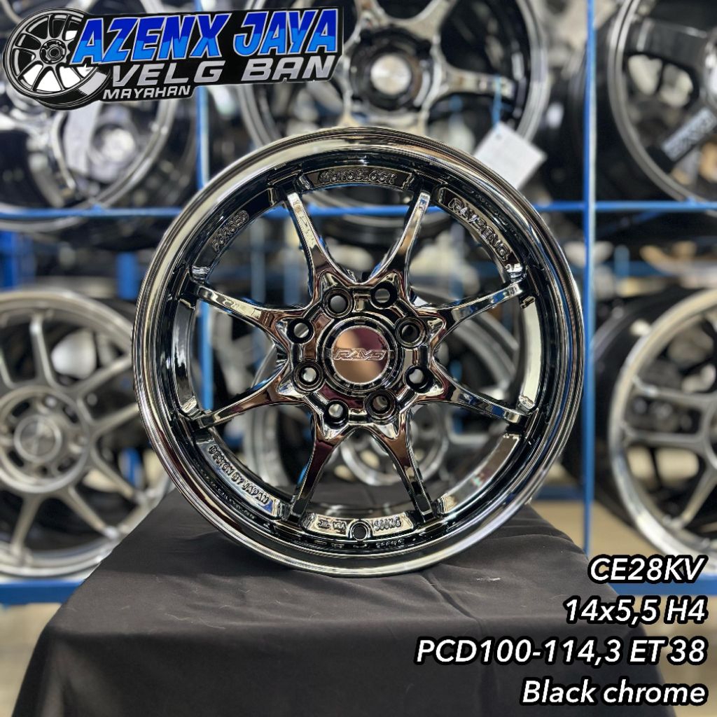 velg mobil CE28 R14 black chrome