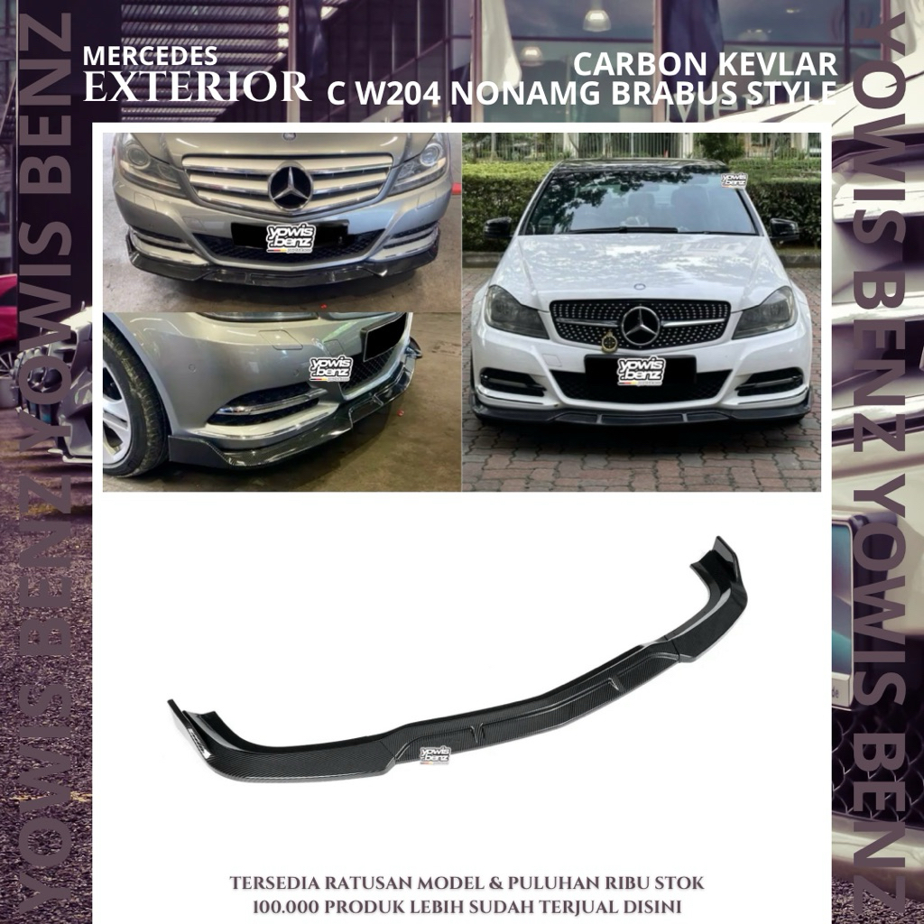 LIPS BRABUS STYLE W204 CLASSIC REAL CARBON LIP FRONT BUMPER WING SPOILER CANARDS SIRIP DRY KARBON SP