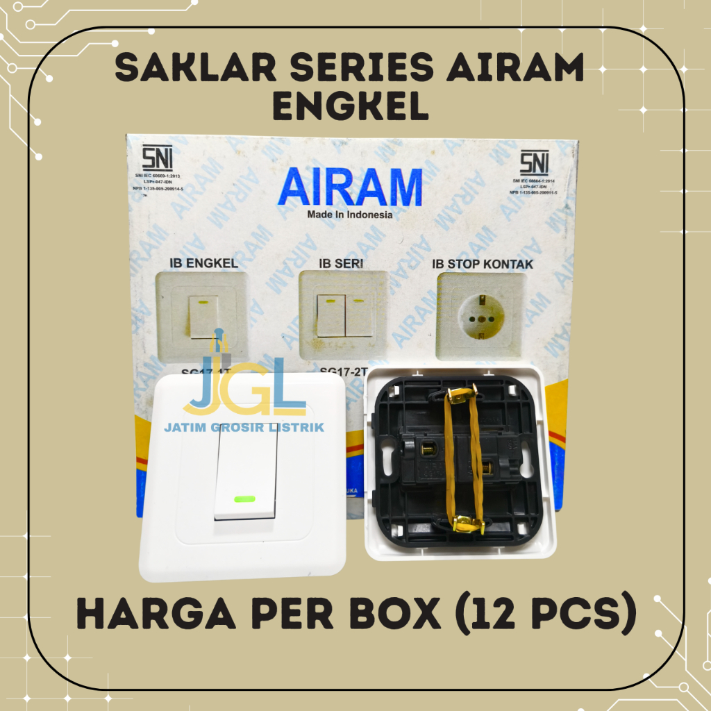 1 Box (12 Pcs) Saklar Tanam IB Engkel Airam