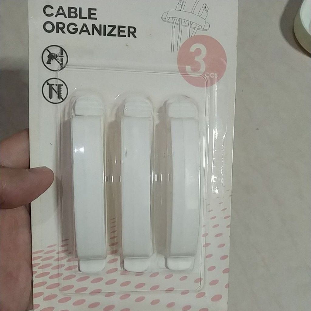 Cable organizer langsung tempel tanpa paku 3pc cord holder clip organizer cable usb