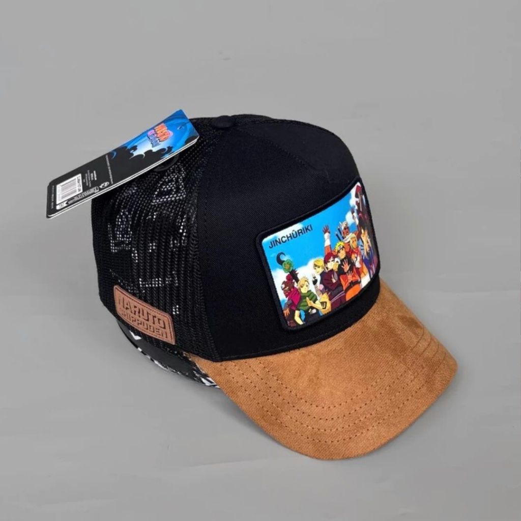 Topi Capslab Naruto Jinchuriki Black/Brown Suede A-Frame Trucker