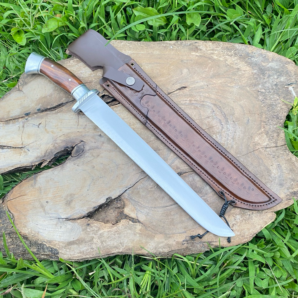 Pisau sembelih HSS panjang Bilah 30 cm sarung kuli sapi asli kombinasi imitasi