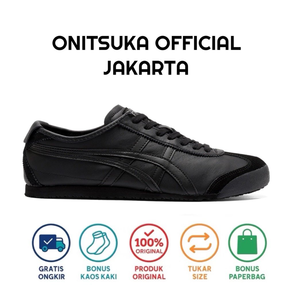 Sepatu Sneakers Onitsuka Tiger Mexico 66 Full Black Original
