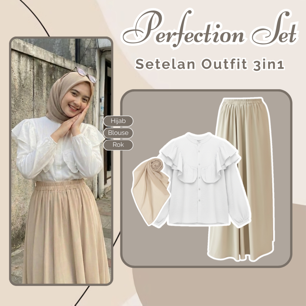 One Set Wanita Remaja | Blouse Twiscone, Rok Mayung, Hijab | Setelan Baju Wanita Kekinian, OOTD
