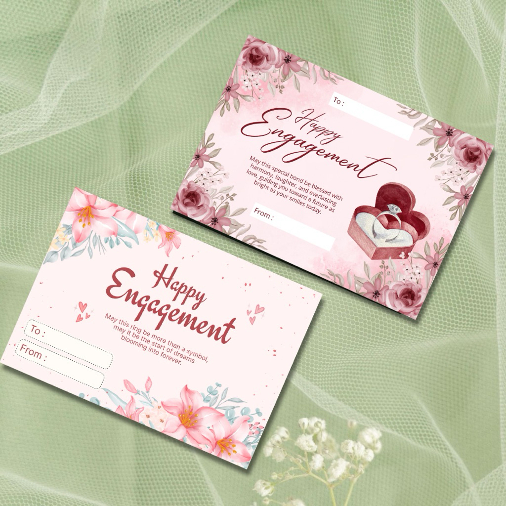 KARTU UCAPAN HAPPY ENGAGEMENT TUNANGAN //PERNIKAHAN TERBARU WEDDING FREE CUSTOM DAN DESAIN