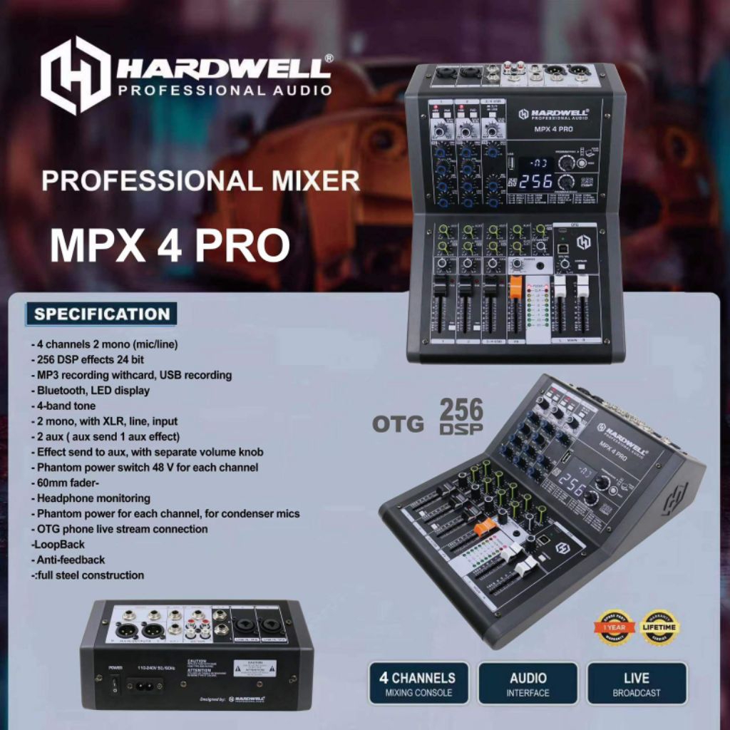 Mixer Audio Hardwell 4 Channel Mpx 4 Pro Mixer Hardwell Mpx 4 pro