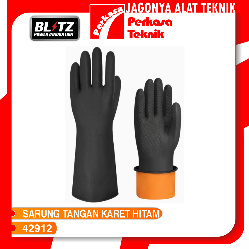 Sarung Tangan Industri Latex Hitam BLITZ 42912 Industrial Rubber Gloves