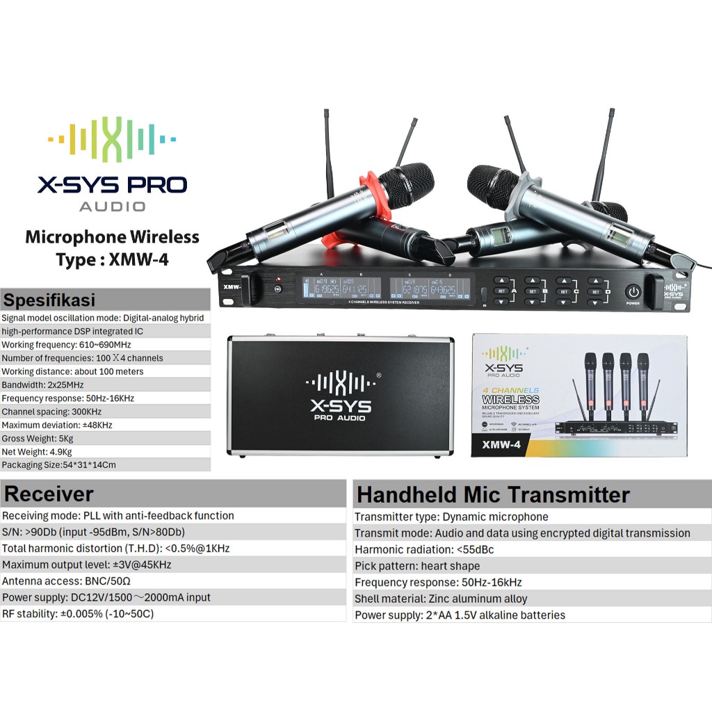 MICROPHONE WIRELESS XSYS TYPE XMW-4 ( 4 CHANNEL MIC)