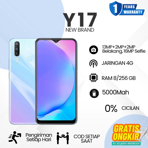 HP SMARTPHONE VIVO Y17 RAM 8/256GB GARANSI 12 BULAN - GRATIS ONGKIR
