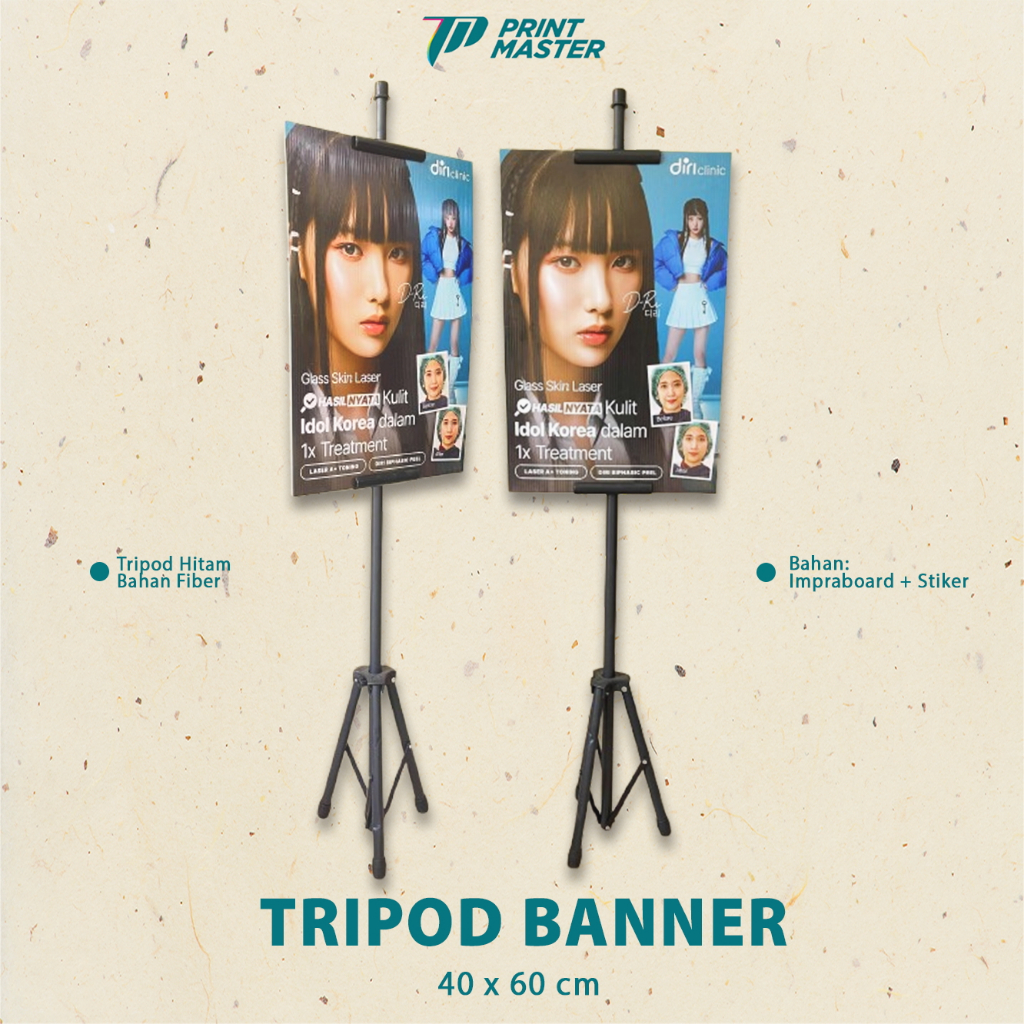 Cetak Tripod Banner Ukuran 40x60 + Standing Tripod