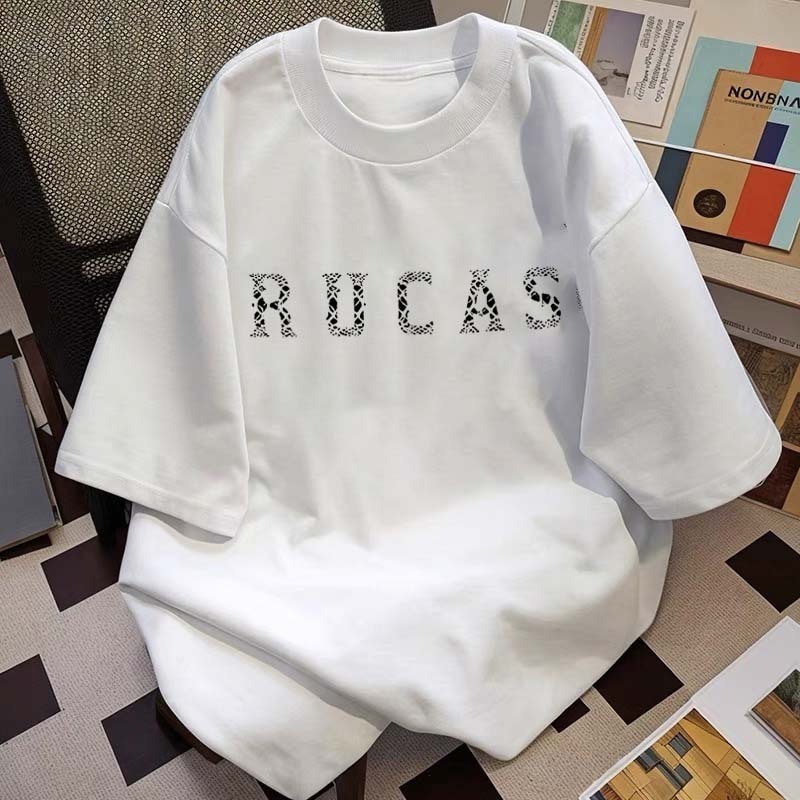YUYU STUDIO Pola cetak desain huruf fragmen RUCAS | Kaos Wanita Distro Original 100% | Baju Oversize