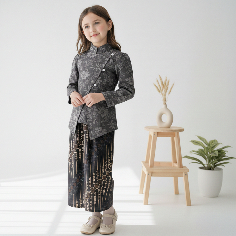 Delova Kids -  KEBAYA ANAK JANGGAN Embos Modern Jawa Vintage Formal Kartini Wisuda Kondangan