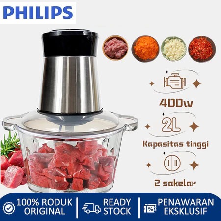 Philips Food Chopper 400W 2L Dual Speed Blade Chopper Daging Dan Bumbu Original Blender Bumbu Dapur 