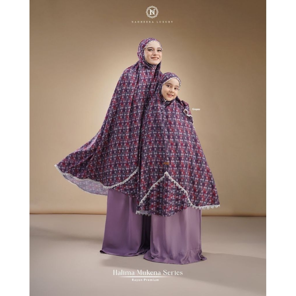 Mukena Ibu Anak || Mukena Motif  || Mukena Putusan || Mukena Halima by Nadheera Luxury