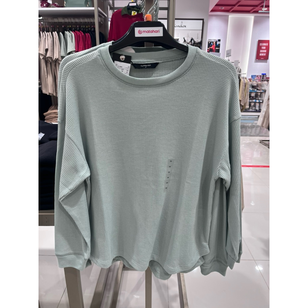 kaos lengan panjang connexion polos bahan uniqlo simpel basic