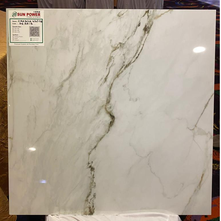 GRANIT LANTAI 60X60 SUN POWER 66190 OROBICO WHITE GRANIT LANTAI KILAP 60X60 GRANIT LANTAI SUN POWER 