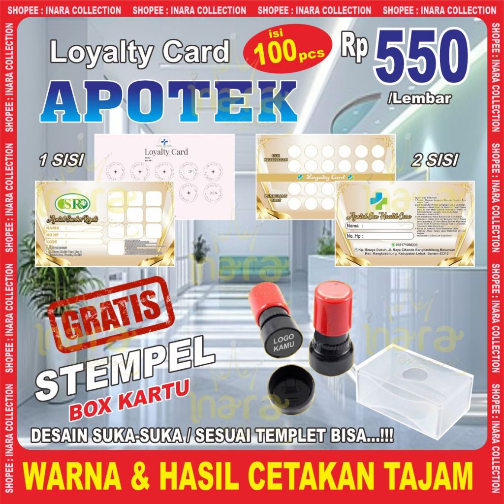KARTU MEMBER | LOYALTY CARD APOTEK | LOYALTY CARD APOTEK (100pcs)